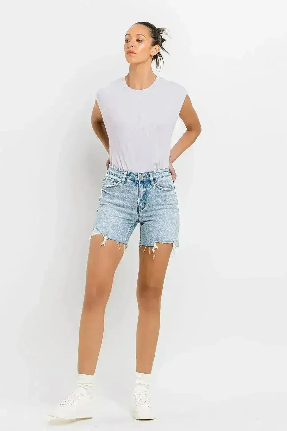 High Rise Denim Shorts by Vervet Flying Monkey | Femstylo