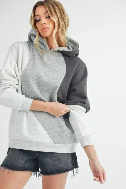 Aemi + Co Color Block Hoodie with Kangaroo Pocket