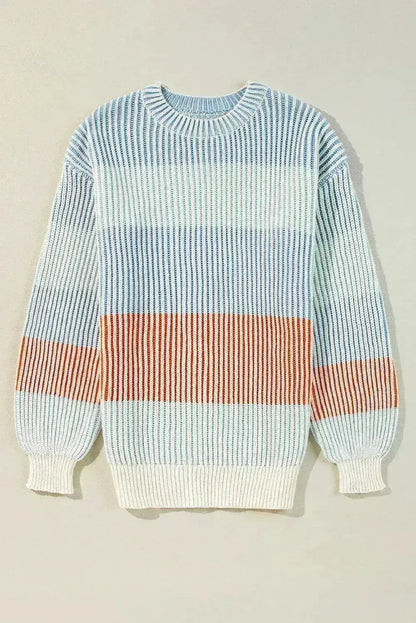 Pink Colorblock Knit Bubble Sleeve Sweater – Femstylo