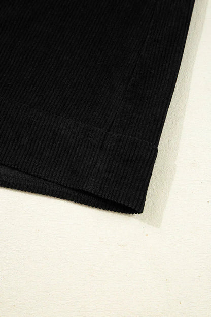 Black Corduroy Exposed Seam Sleeveless Mini Dress