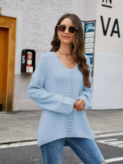 V-Neck Rib-Knit Top - Comfort Women's Shirt | Femstylo
