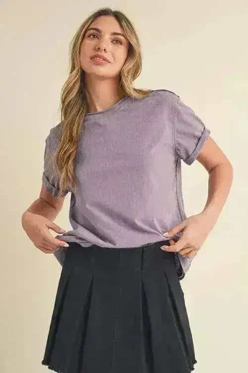 Exposed Seam T-Shirt - Edgy Cotton Blend T Shirt | Femstylo