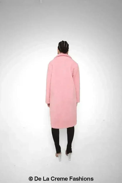Jackie Double Breasted Borg Teddy Midi Coat