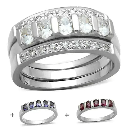 925 Sterling Silver Multi-Color CZ Ring – Dazzling Rainbow Brilliance