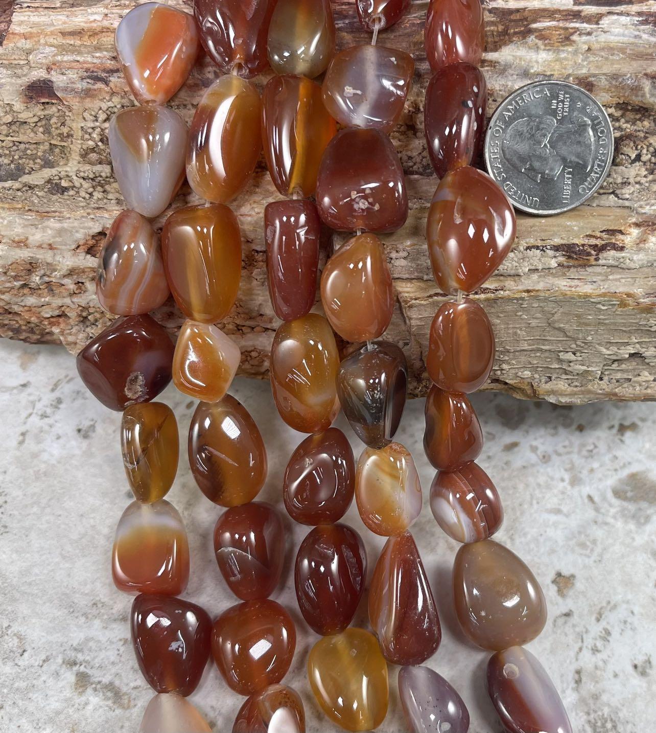 Red Agate, Vertical and Horizontal Hole, Nuggets