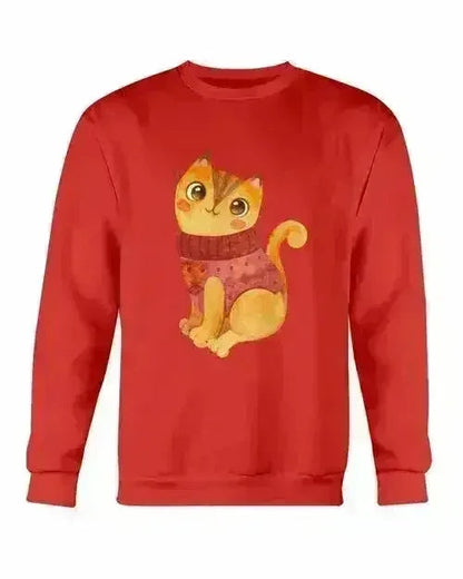 Winter Cat Sweatshirt - Gildan Crewneck Fleece Top | Femstylo