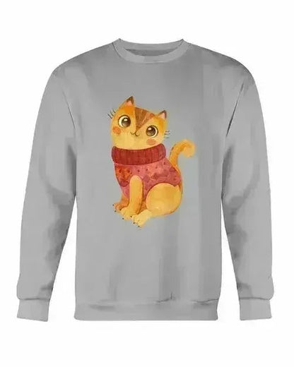 Winter Cat Sweatshirt - Gildan Crewneck Fleece Top | Femstylo
