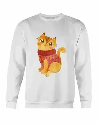 Winter Cat Sweatshirt - Gildan Crewneck Fleece Top | Femstylo