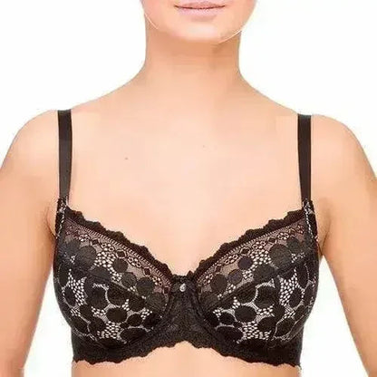 Lauma Pearly Shadow Semi Sheer Full Figure Polka Dot Lace Bra