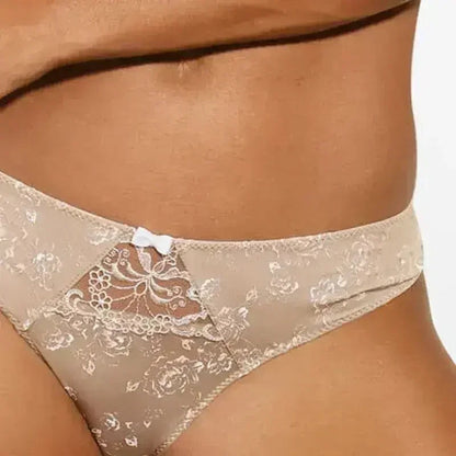 Floral Semi-Sheer Thong Panty - Ultra-Soft French Lingerie | Femstylo