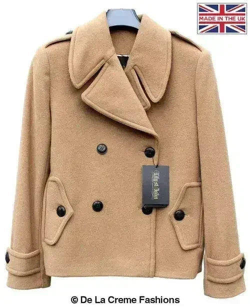 Harris Tweed Pea Coat - Wool Cashmere Blend | Femstylo