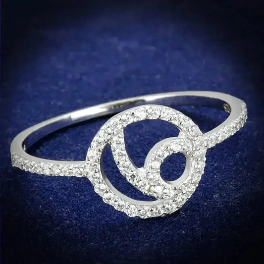 TS519 Rhodium Sterling Silver Ring – AAA Clear CZ Solitaire