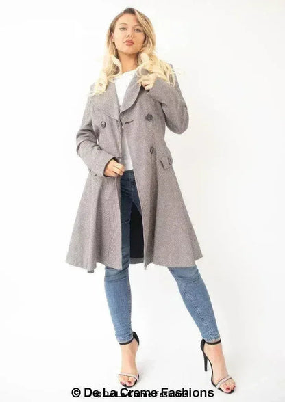 Vanessa Dogtooth Fit and Flare Mac Coat