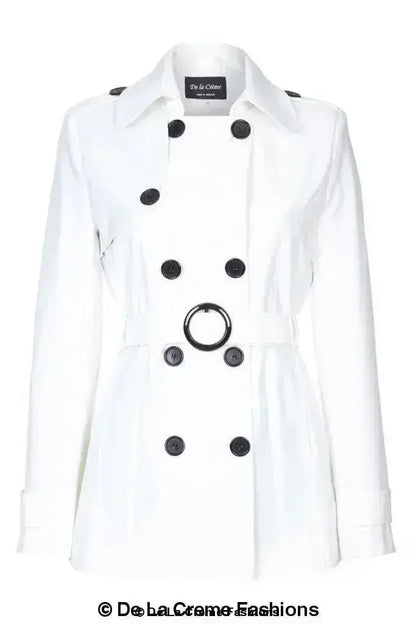 Womens Spring/Summer Double Breasted Short Belted Coat (1710-SP)