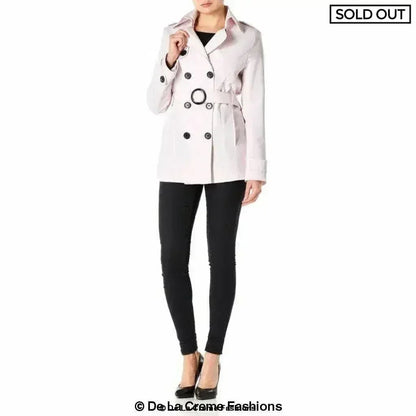 Womens Spring/Summer Double Breasted Short Belted Coat (1710-SP)