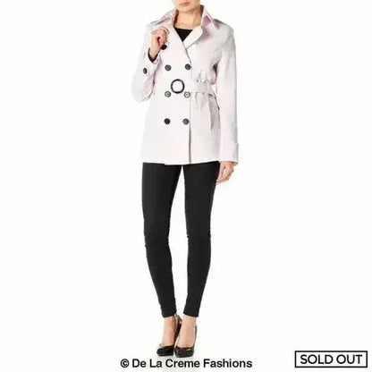 Womens Spring/Summer Double Breasted Short Belted Coat (1710-SP)