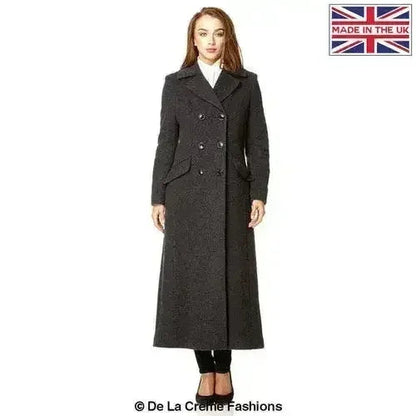 Wool Blend Double Breasted Long Coat