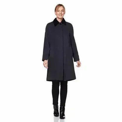 Wool Blend Oversized Velvet Trim Swing Coat (8026)